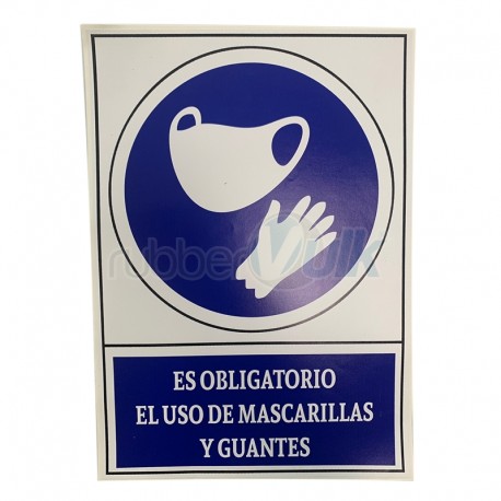 SEÑAL COVID19 USO MASC Y GUANTES 21 X 30 CM (1 UN)
