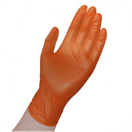GUANTE NARANJA DIAMANTADO TALLA S (100 UND) 7.5 GR