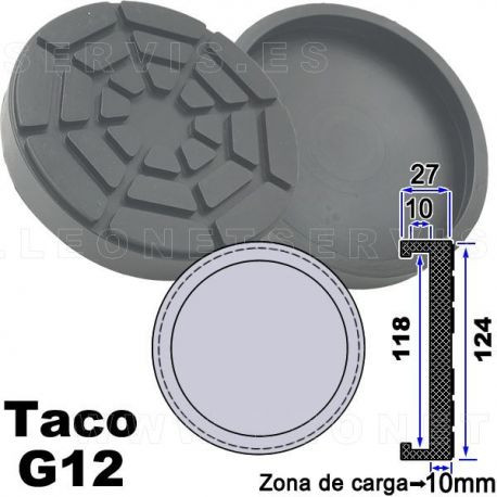 TACO DE GOMA PARA ELEVADOR CORGUI 118 INT 124 EXT 